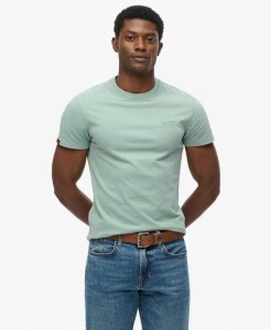 superdry Koszulka Essential Logo z organicznej bawełny – slim fit – BLUE SURF