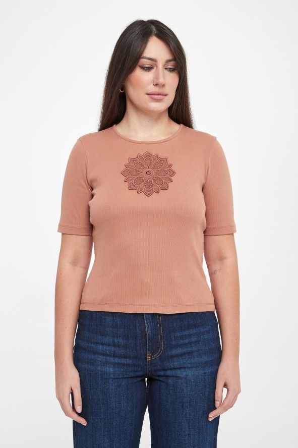 T-shirt damski z haftem TWINSET