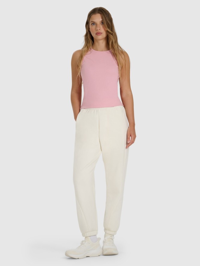 4F Top slim gładki damski - różowy XS