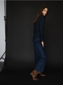 Jeansy culotte z wysokim stanem - granatowy