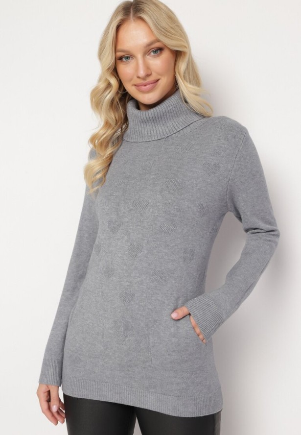 Szary Golf z Miękkiej Dzianiny Oamperie