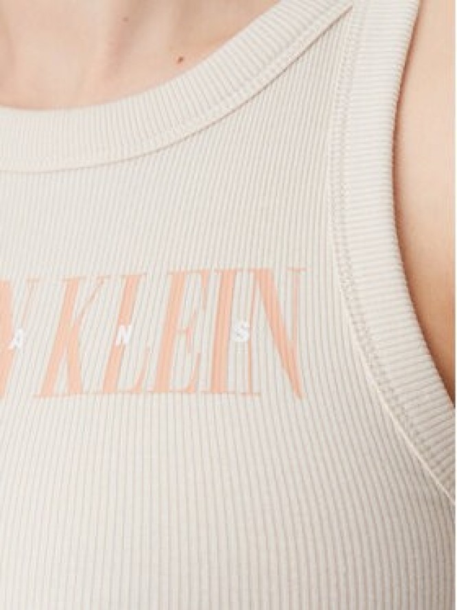 Calvin Klein Jeans Top Varsity J20J225520 Beżowy Slim Fit