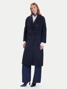ViCOLO Płaszcz wełniany TF0001 Granatowy Regular Fit