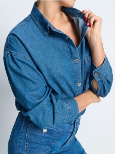 Koszula jeansowa z kołnierzykiem - niebieski