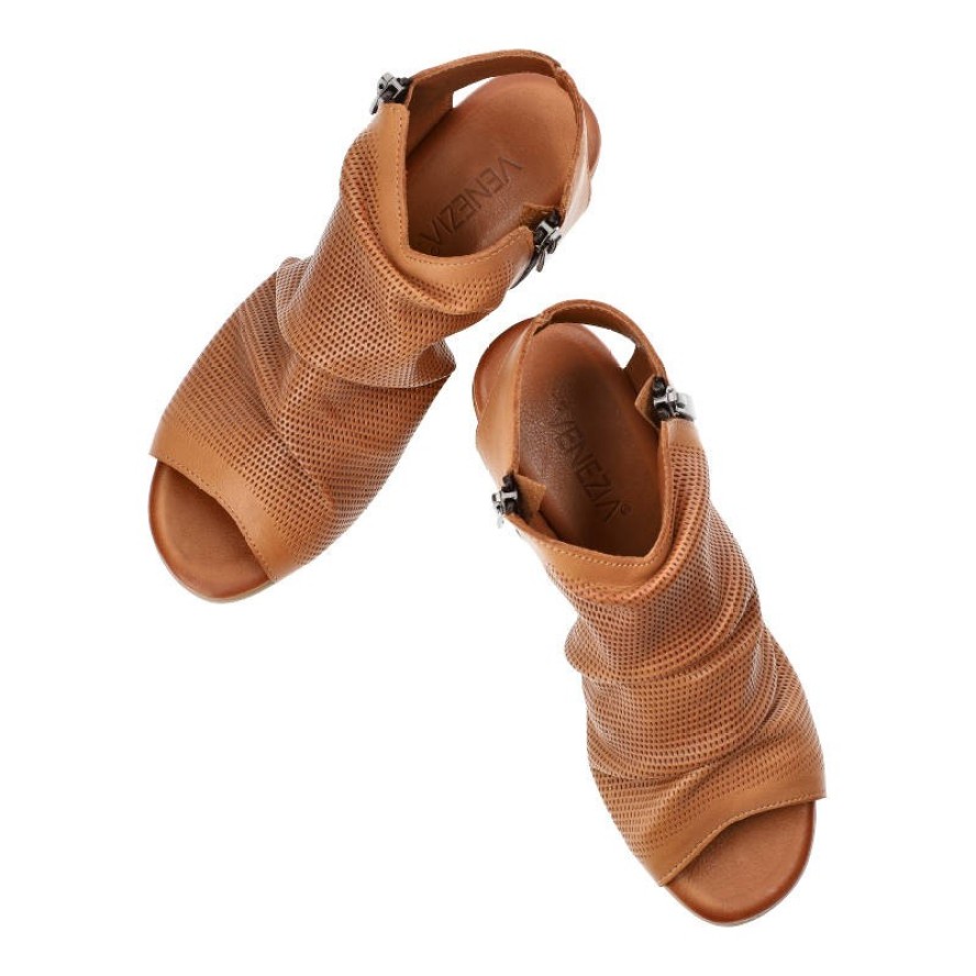 Brązowe Sandały Venezia Stylowe Buty Damskie