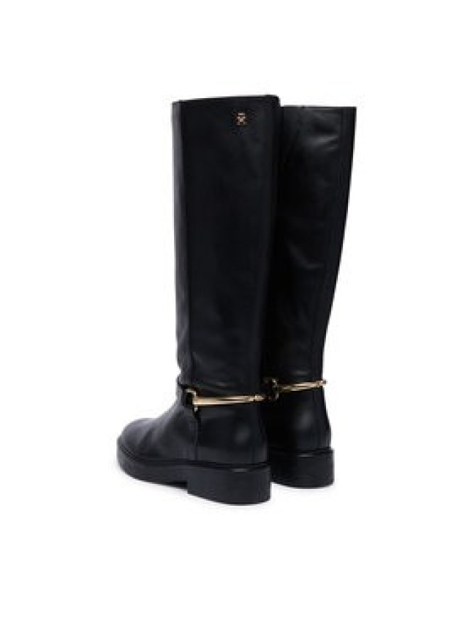 Tommy Hilfiger Oficerki Th Stud Leather Knee Riding Boot FW0FW09608 Czarny