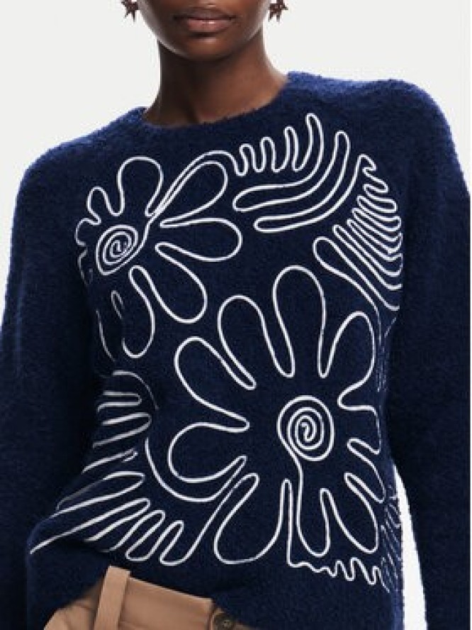 Desigual Sweter Cambridge 24WWJF68 Granatowy Regular Fit