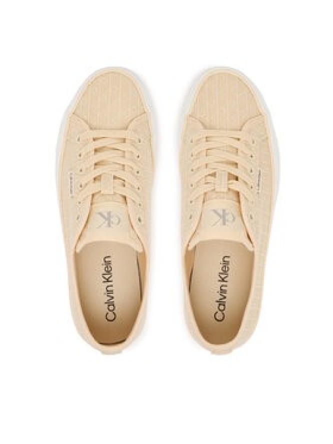 Calvin Klein Sneakersy Vulc Flatf Laceup Jaq Aop HW0HW03265 Żółty jasny