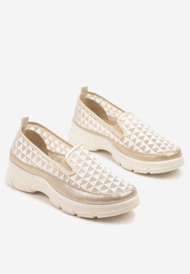 Beżowe Siateczkowe Półbuty w Sportowym Stylu Odalisse