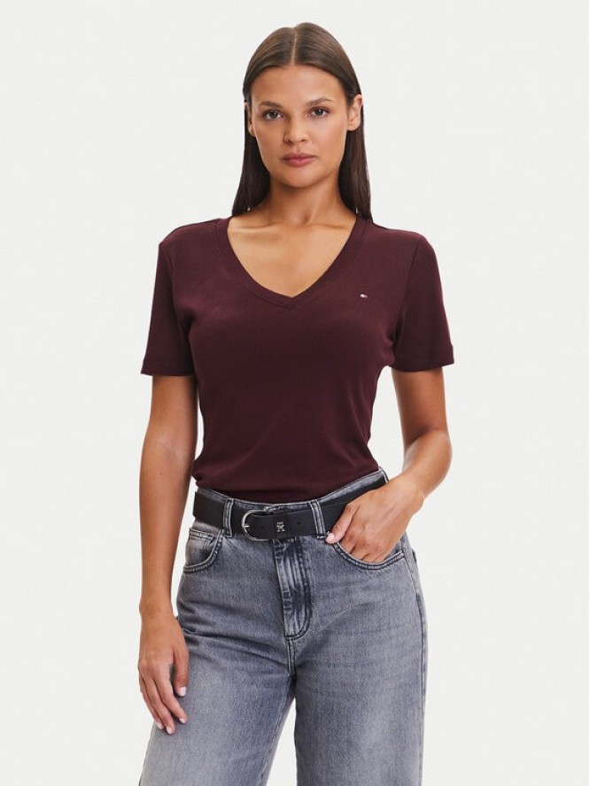 Tommy Hilfiger T-Shirt New Cody WW0WW40584 Bordowy Slim Fit