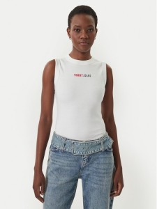 Tommy Jeans Top DW0DW22577 Biały Slim Fit