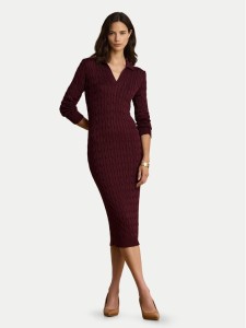 LAUREN RALPH LAUREN Sukienka dzianinowa 200B34422003 Bordowy Slim Fit