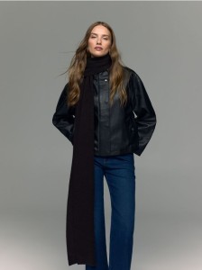 Wełniany szalik z domieszką kaszmiru - ciemnobrązowy