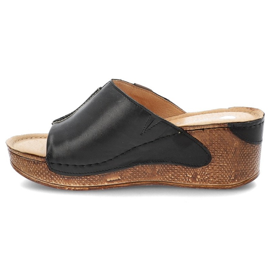 Czarne Klapki Armodo Modne Obuwie Damskie Na Koturnie