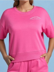 Bluza z krótkim rękawem - różowy