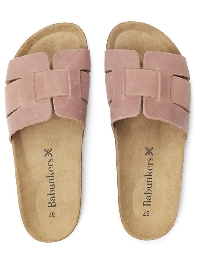 BABUNKERS Family Skórzane klapki w kolorze jasnoróżowym rozmiar: 36
