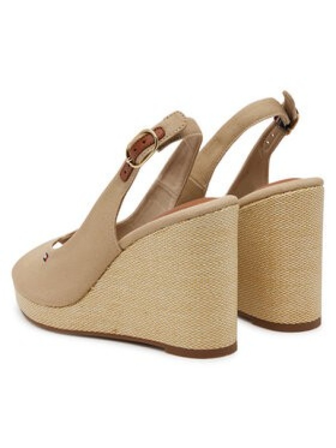 Tommy Hilfiger Espadryle Flag High Wedge Espad Slingback FW0FW08597 Beżowy