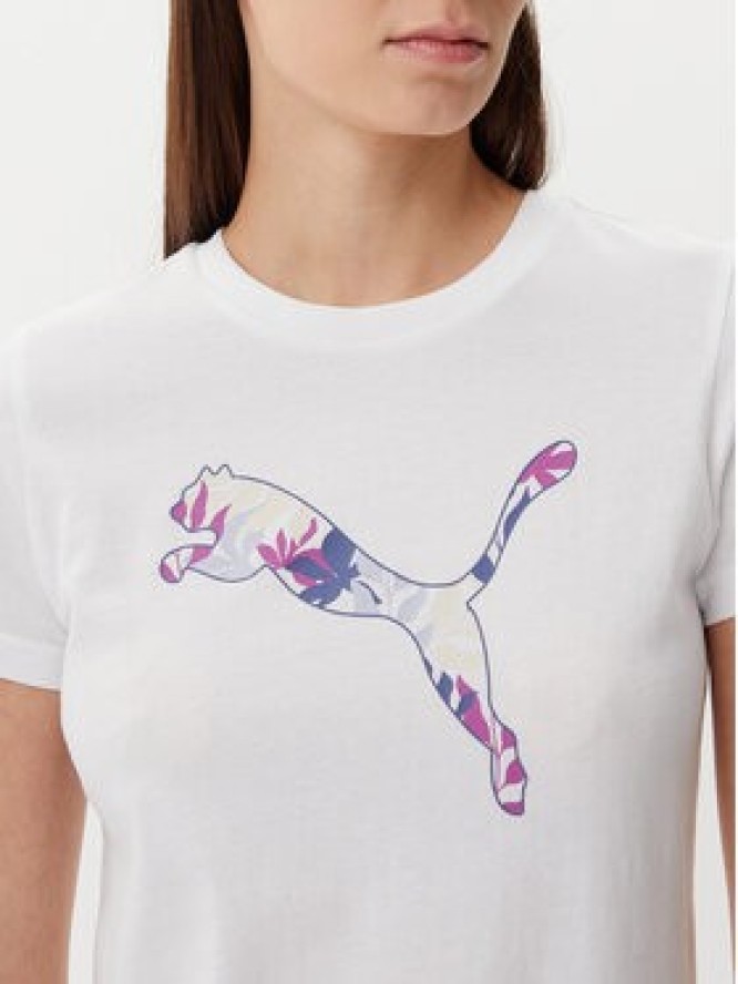 Puma T-Shirt Floral Cat 685081 Biały Regular Fit