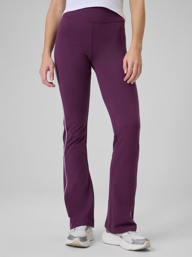 4F Legginsy z rozszerzanymi nogawkami damskie - burgundowe S