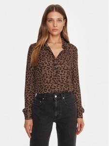 Guess Koszula W5BH73 WGLA2 Brązowy Regular Fit