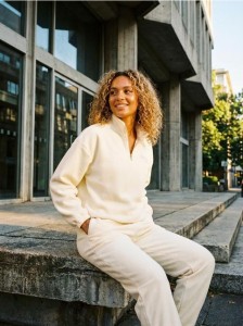 Spodnie wide leg - kremowy