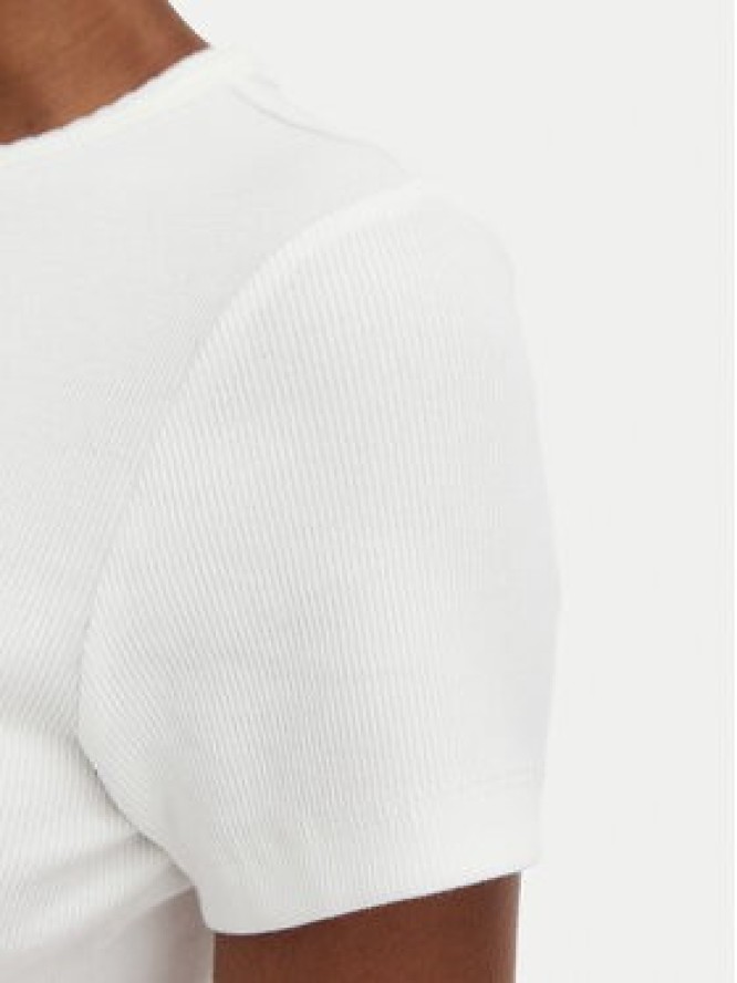 Tommy Jeans T-Shirt Script Rib DW0DW22809 Kremowy Slim Fit