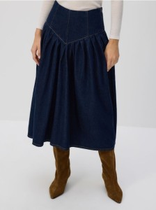 Jeansowa spódnica midi - granatowy