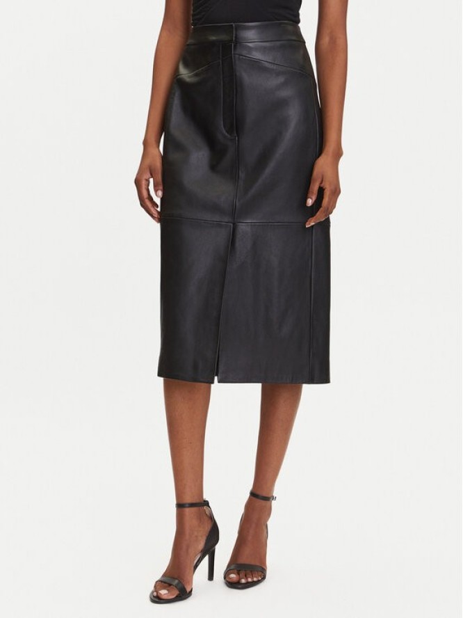 BOSS Spódnica skórzana Sekina 50543188 Czarny Regular Fit