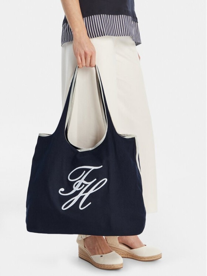 Tommy Hilfiger Torebka Th Summer Tote Canvas AW0AW18398 Granatowy
