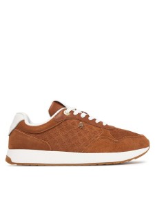 Tommy Hilfiger Sneakersy Th Runner Suede Monogram FW0FW09620 Brązowy