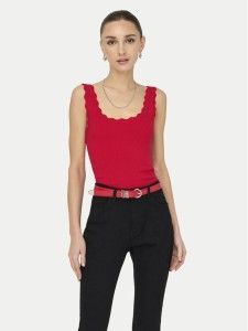 JDY Top Nanna 15290585 Czerwony Slim Fit