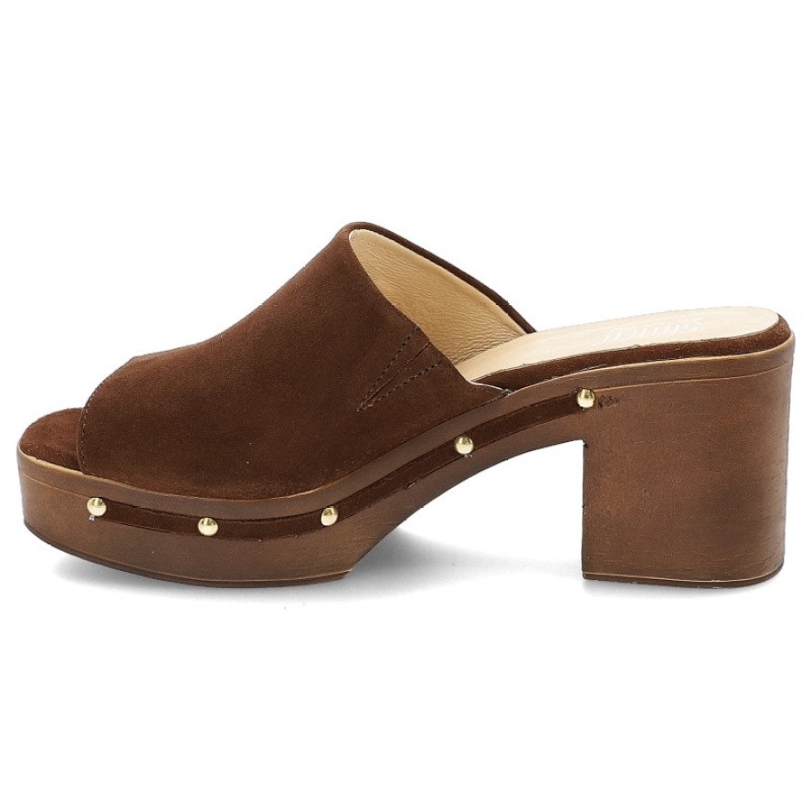 Brązowe Klapki Simen Eleganckie Obuwie Damskie