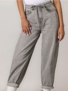 Spodnie jeansowe z wysokim stanem - szary