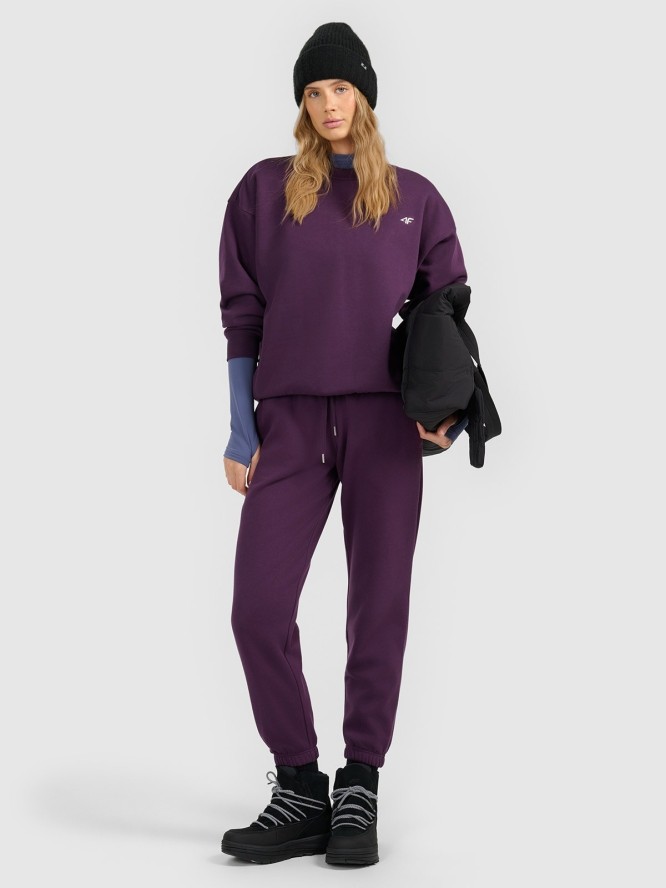 4F Spodnie dresowe joggery damskie - fioletowe XL