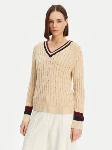 Tommy Hilfiger Sweter Varsity WW0WW43972 Beżowy Regular Fit