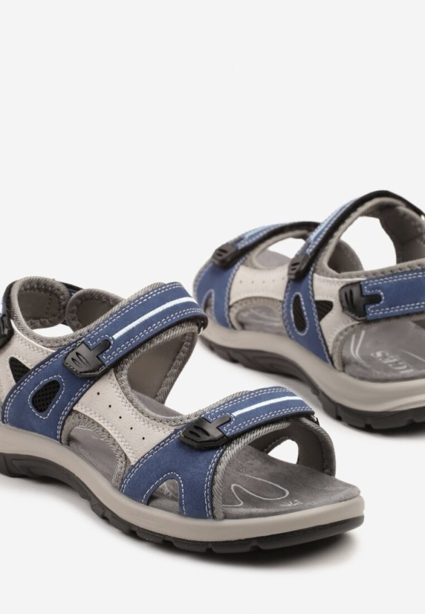Niebiesko-Szare Sandały Vices w Stylu Sportowym z Rzepami Elliola