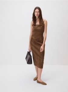Sukienka z imitacji zamszu - brązowy