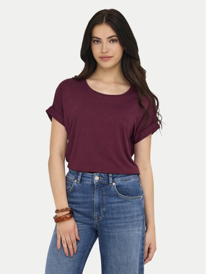 ONLY T-Shirt Moster 15106662 Bordowy Regular Fit