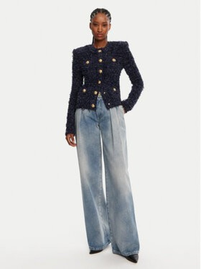 Balmain Kardigan DF0SK249KH74 Granatowy Regular Fit