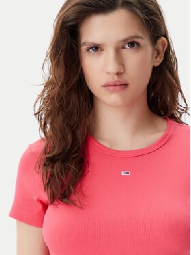 Tommy Jeans T-Shirt Essential DW0DW17383 Różowy Slim Fit