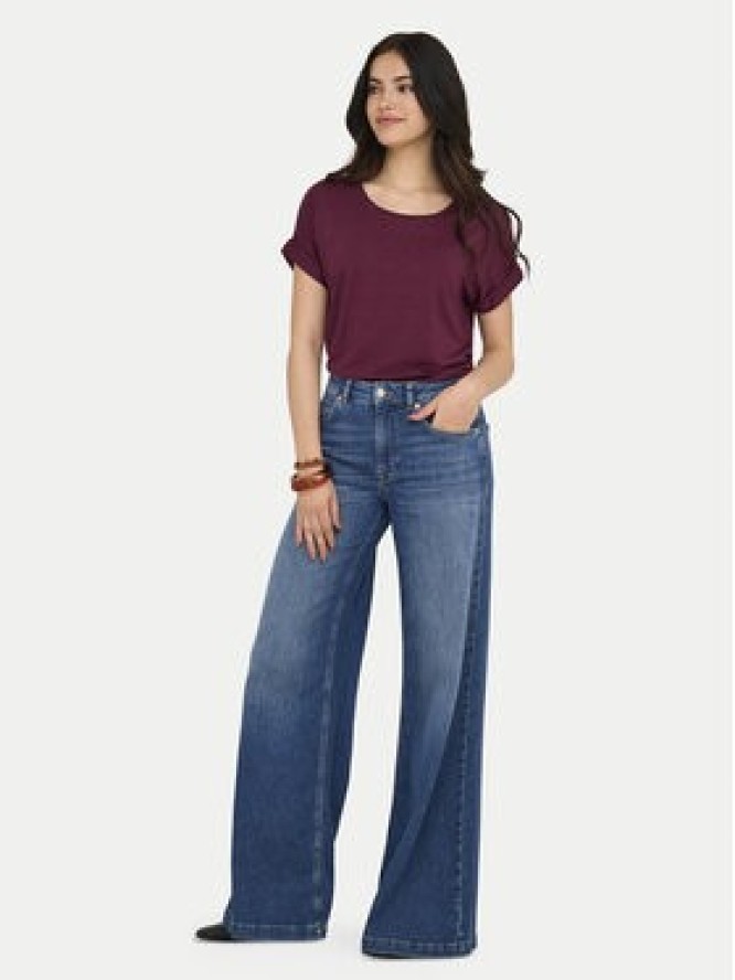 ONLY T-Shirt Moster 15106662 Bordowy Regular Fit