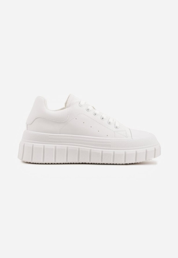 Białe Sneakersy VICES na Platformie w Stylu Chunky z Perforacją Hypsyllis