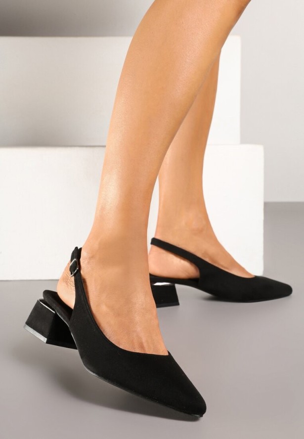 Czarne Sandały Vices Slingback ze Skórzaną Wkładką Ciarissa