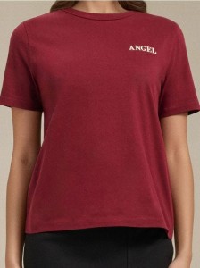 Koszulka z drobnym napisem - bordowy