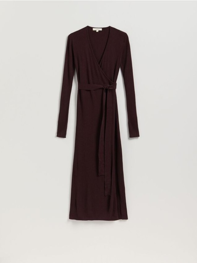 Sukienka z wiskozy - ciemnobrązowy