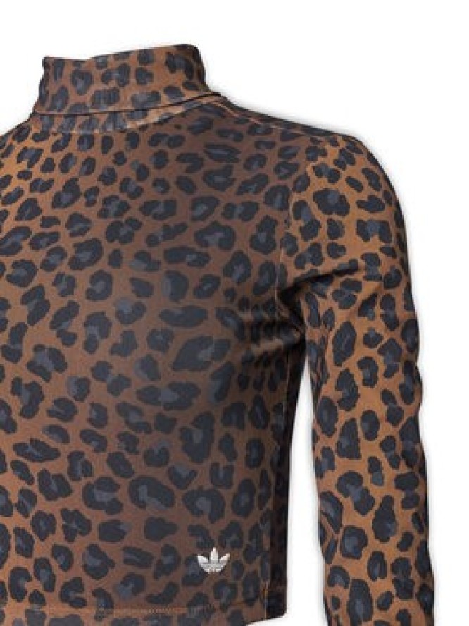adidas Bluzka Leopard JW2772 Brązowy Slim Fit