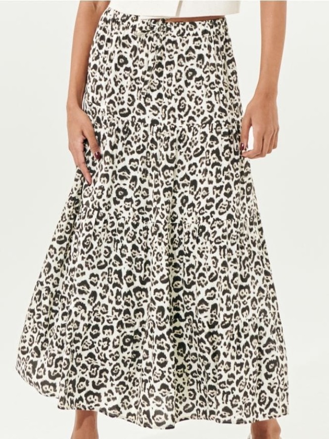 Wiskozowa spódnica midi w cętki - wielobarwny