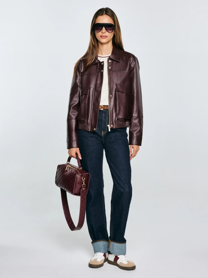 Kurtka damska ze skóry ekologicznej bordowa Britni 604