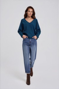 Jeansy mom fit granatowe