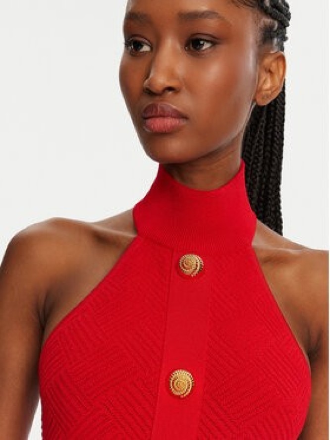 Balmain Sukienka koktajlowa DF0R3236KH58 Czerwony Slim Fit